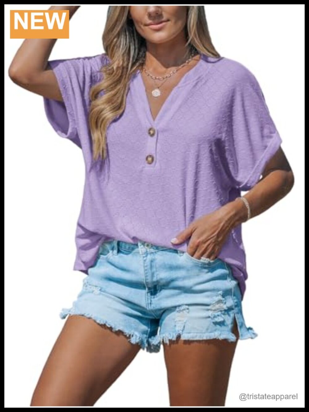 CUPSHE Women's V-Neck Short Sleeve Button Down Flowy Tunic Tee Summer Top